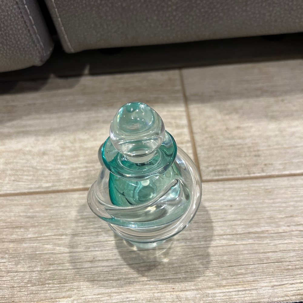 Signed Emil R Studio Art Glass Perfume Bottle w/ Stopper Cased Paperweight